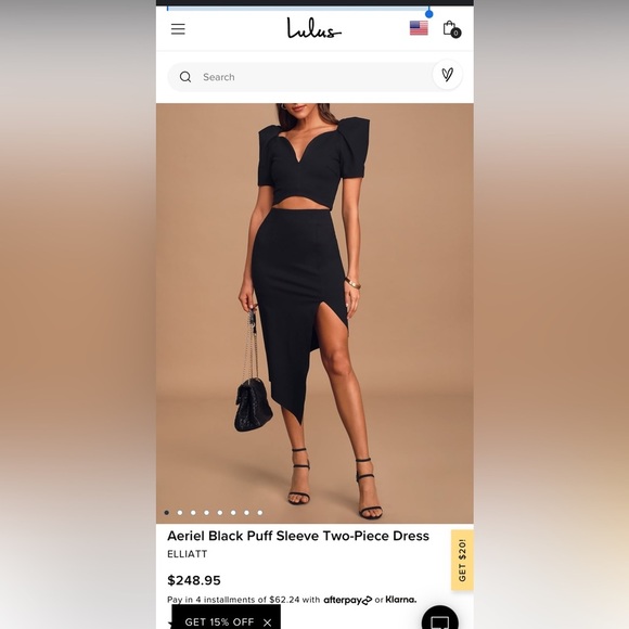 Lulus Dresses & Skirts - Aeriel Black Puff Sleeve Two-Piece Dress LULUS/ELLIATT